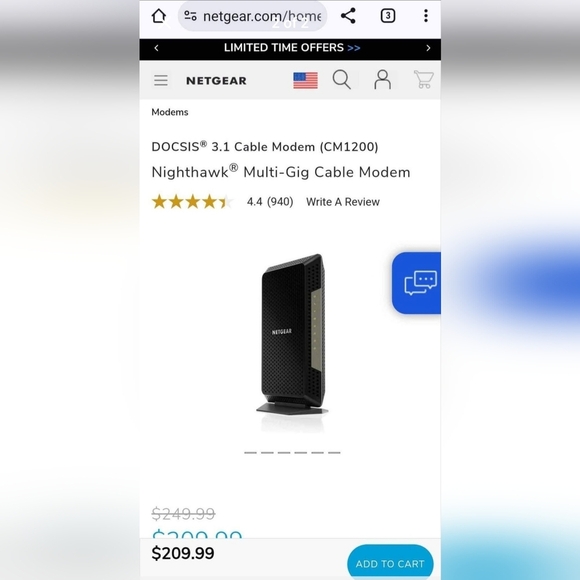 NETGEAR Nighthawk CM1200 Multi-Gig Cable Modem - Black - Picture 2 of 2